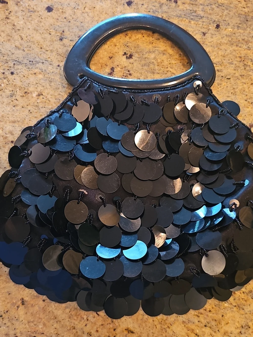 Black Sequin Handle Tote - Women’s Evening Bag New